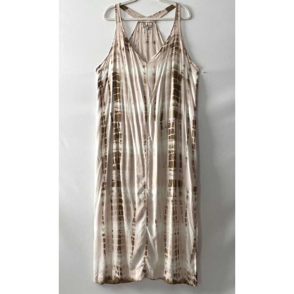 Calvin Klein Jeans Maxi Dress Sleeveless V-Neck Tie Dye Beige XL-mpv